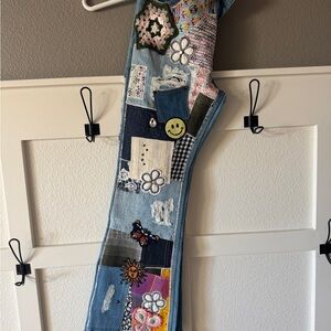 BDG Colorful Patchwork Flare Jeans | Urban Outfitters | cute womens jeans